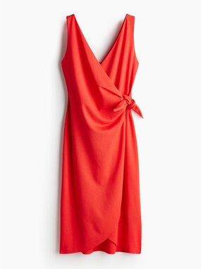 ❤️ ✨ H & M Sleeveless Red Wrap Dress with Side Tie Size Medium ✨❤️ NWT